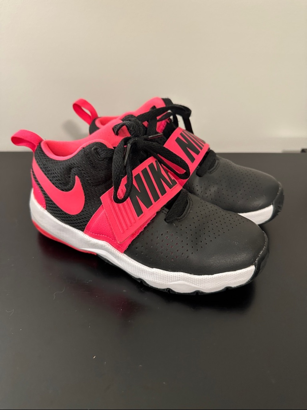Nike Kids Black & Hot Pink Strap Sneakers